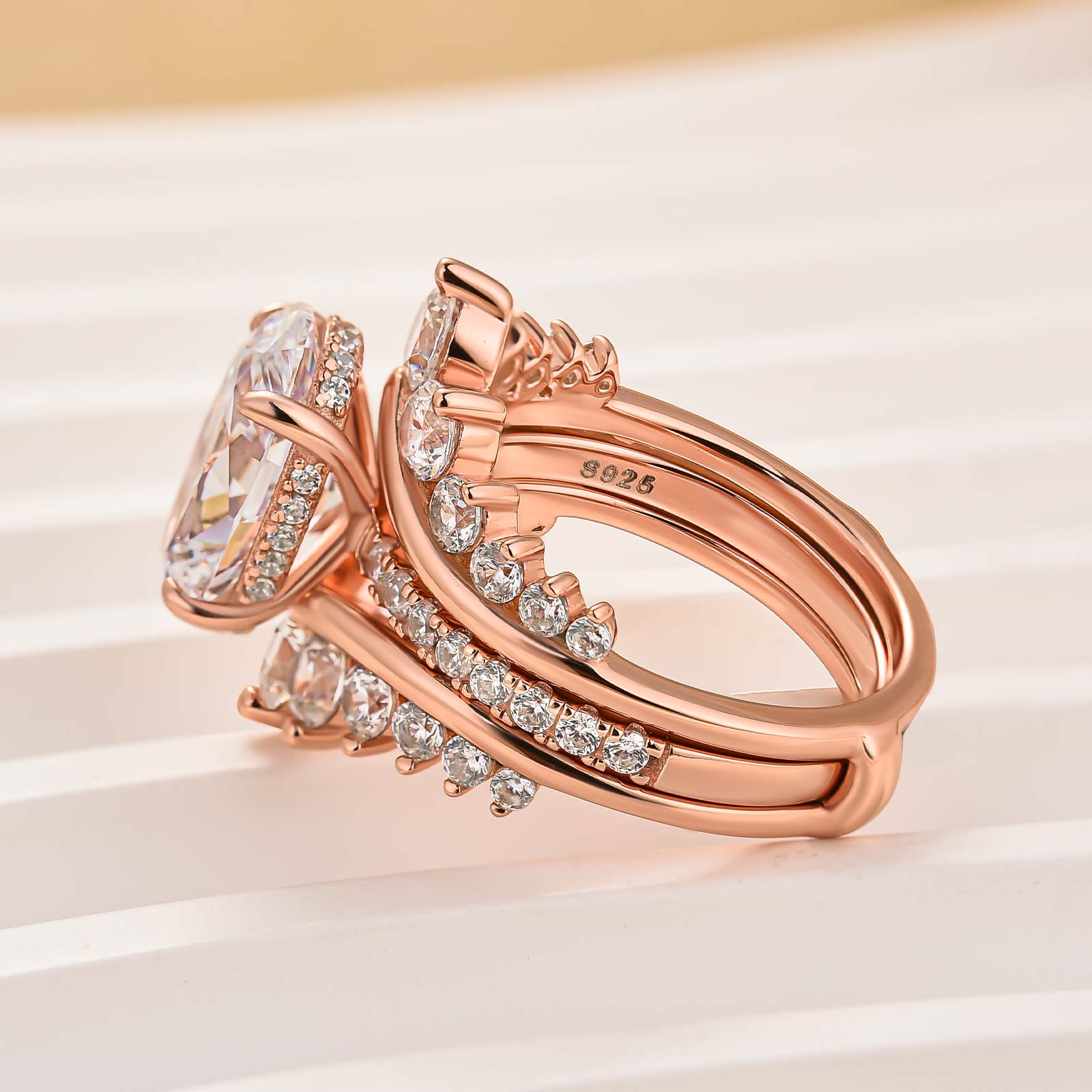 Exclusive 4.0Ct Oval Cut Wedding Ring Set Travel Ring With Jacket Wedding Band