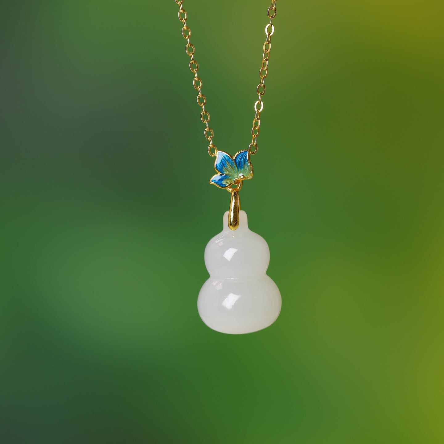S925_Sterling_Silver_Hetian_Jade_Qinghai_Material_Pendant_Gourd
