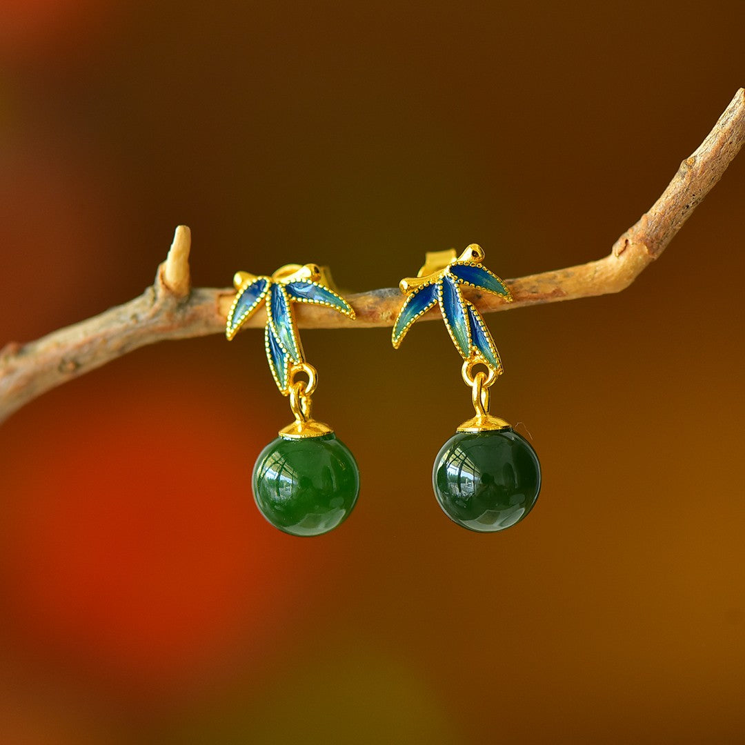 925_Silver_Nephrite_Earrings_Simple_With_Certificate_112