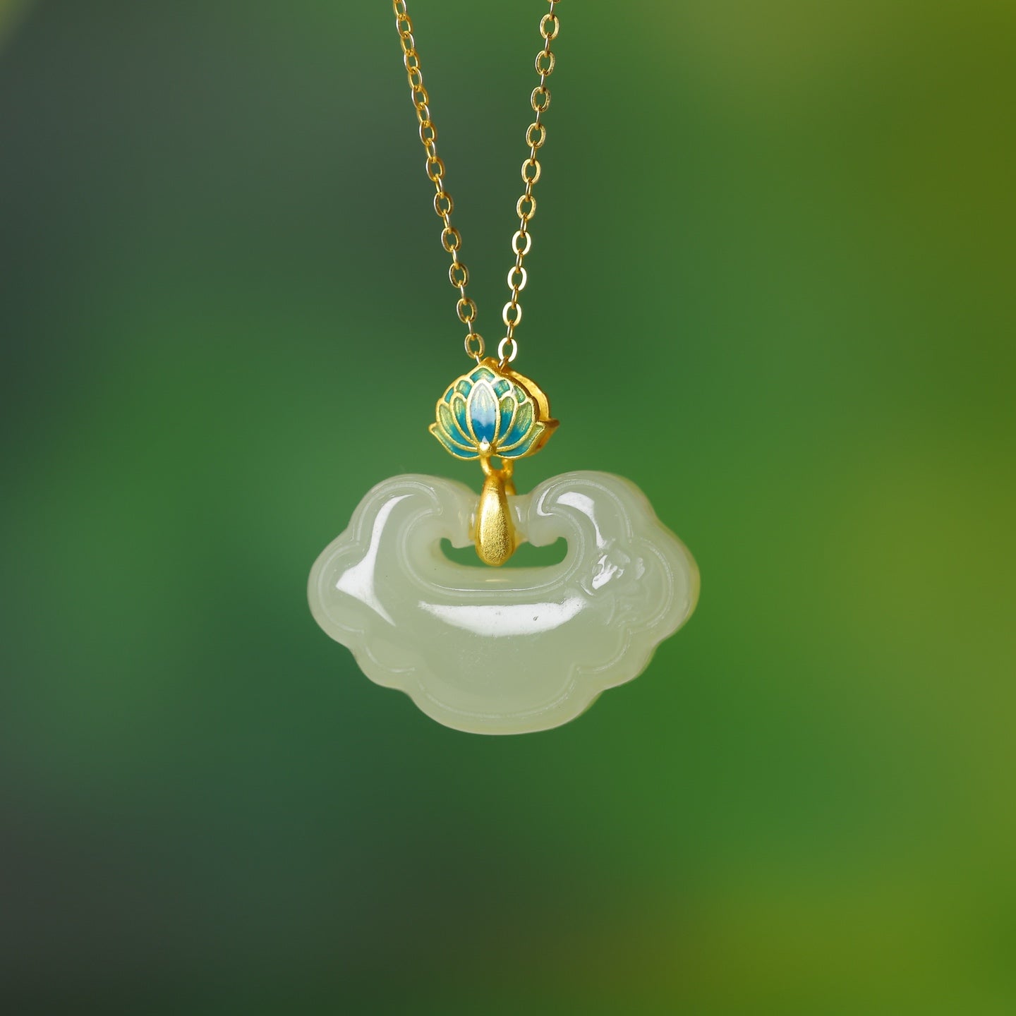 S925_Sterling_Silver_Hetian_Jade_Qinghai_Material_Ruyi_Lock_Ruyi_Pendant_Lotus