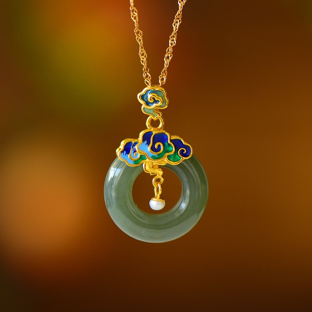 S925_Sterling_Silver_Hetian_Jade_Qingshui_Jade_Pendant_Auspicious_Cloud