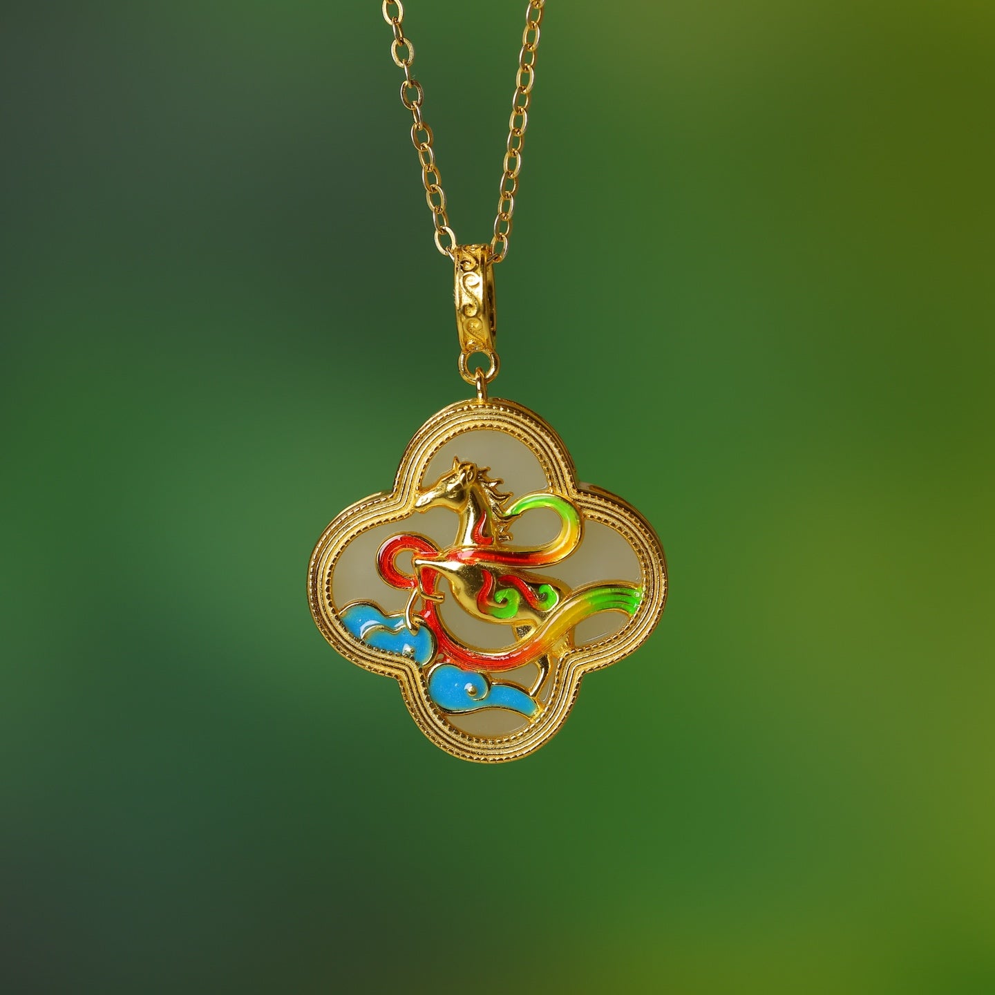 S925_Sterling_Silver_Hetian_Jade_Pendant_Clover_Pony
