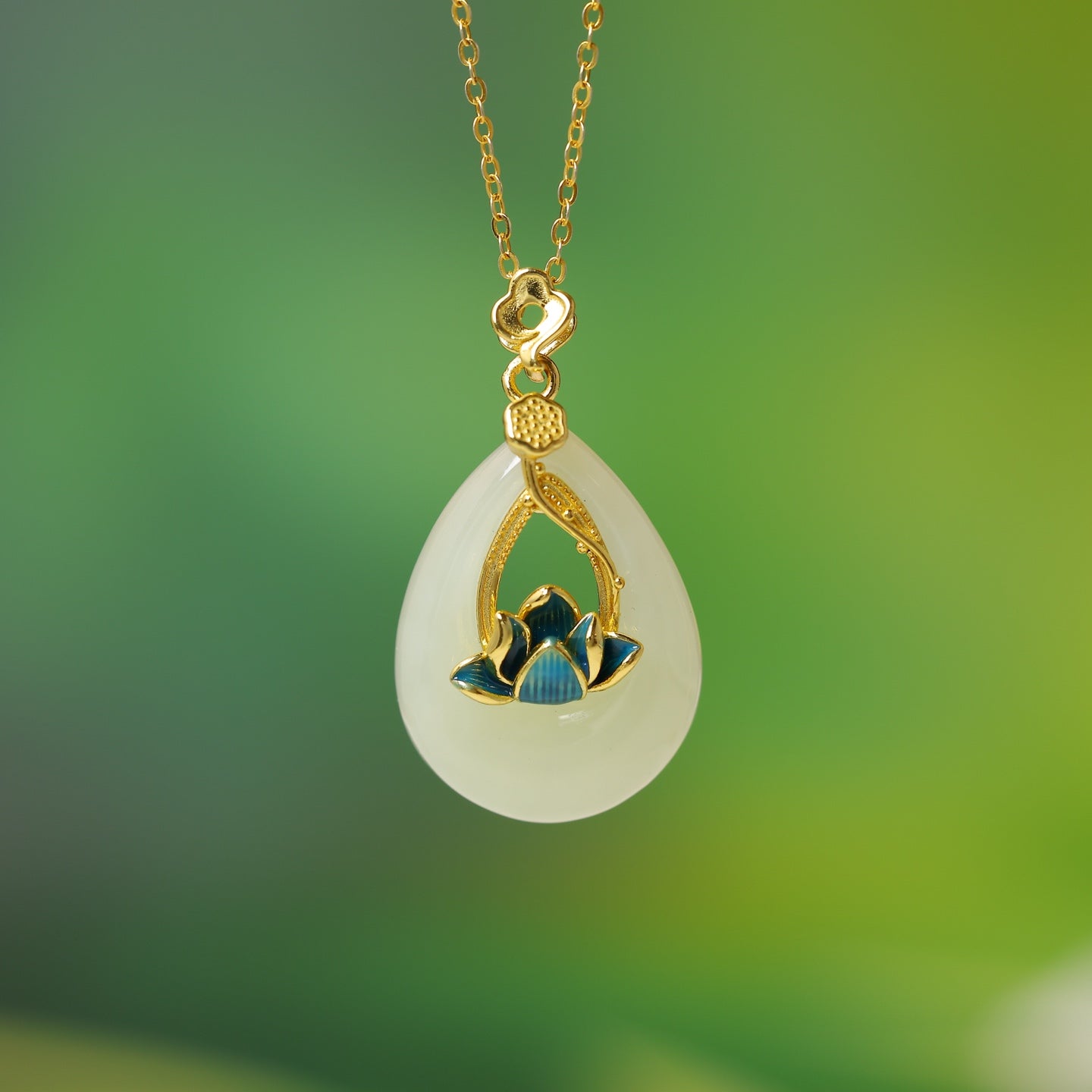 S925_Sterling_Silver_Hetian_Jade_Pendant_Lotus