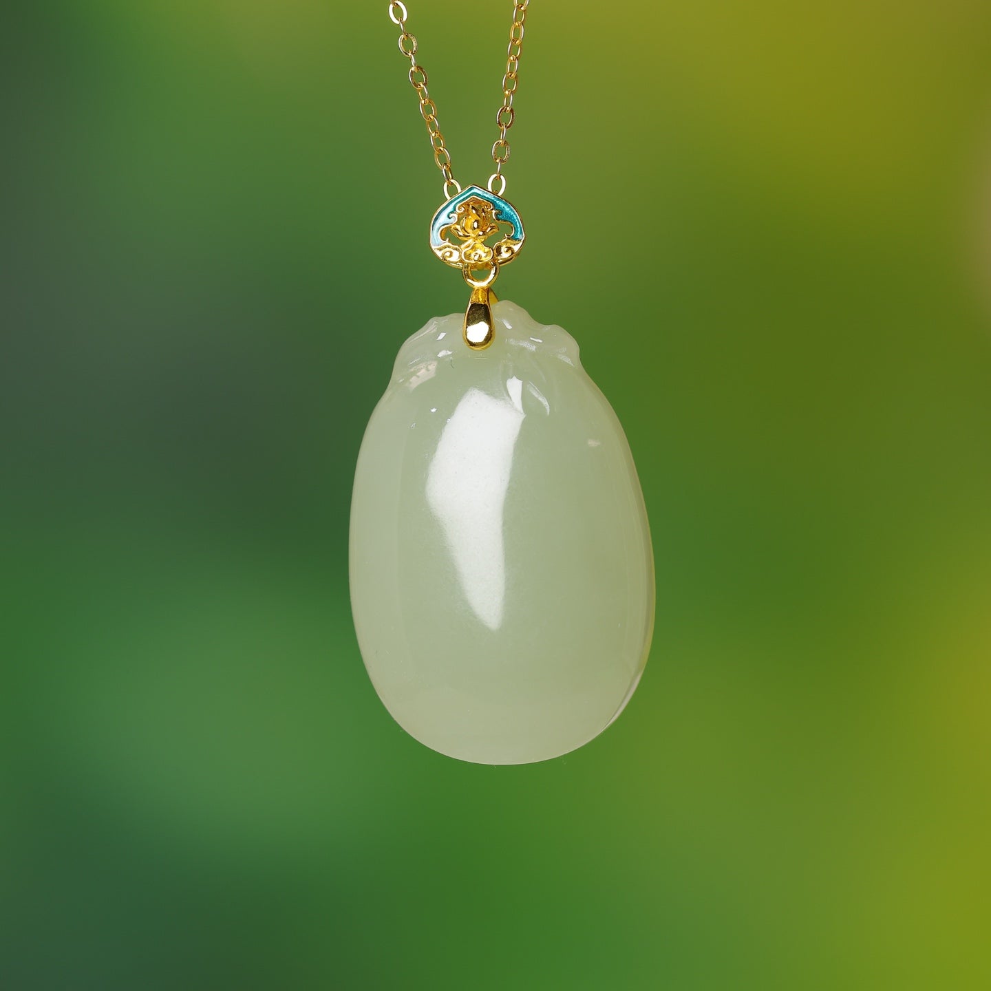 S925_Sterling_Silver_Hetian_Jade_Qinghai_Material_Pendant_Lotus