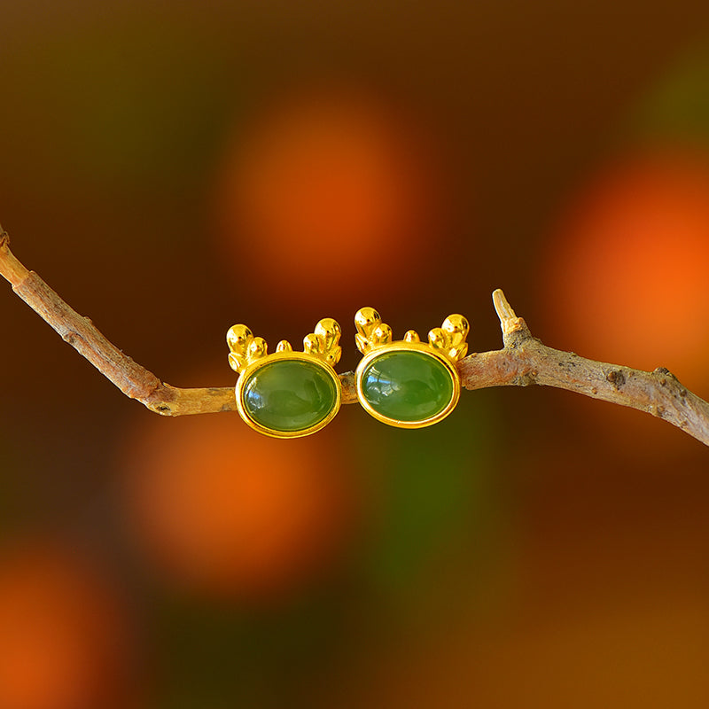925_Silver_Earrings_Inlaid_Nephrite_Green_Jade_Cute_Dragon_Earrings_Fine_Texture_Pure_Simple_Elegant