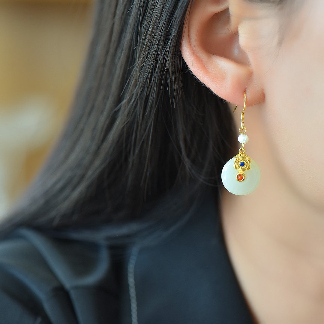 925_Silver_Nephrite_Donut_Earrings_Fashion