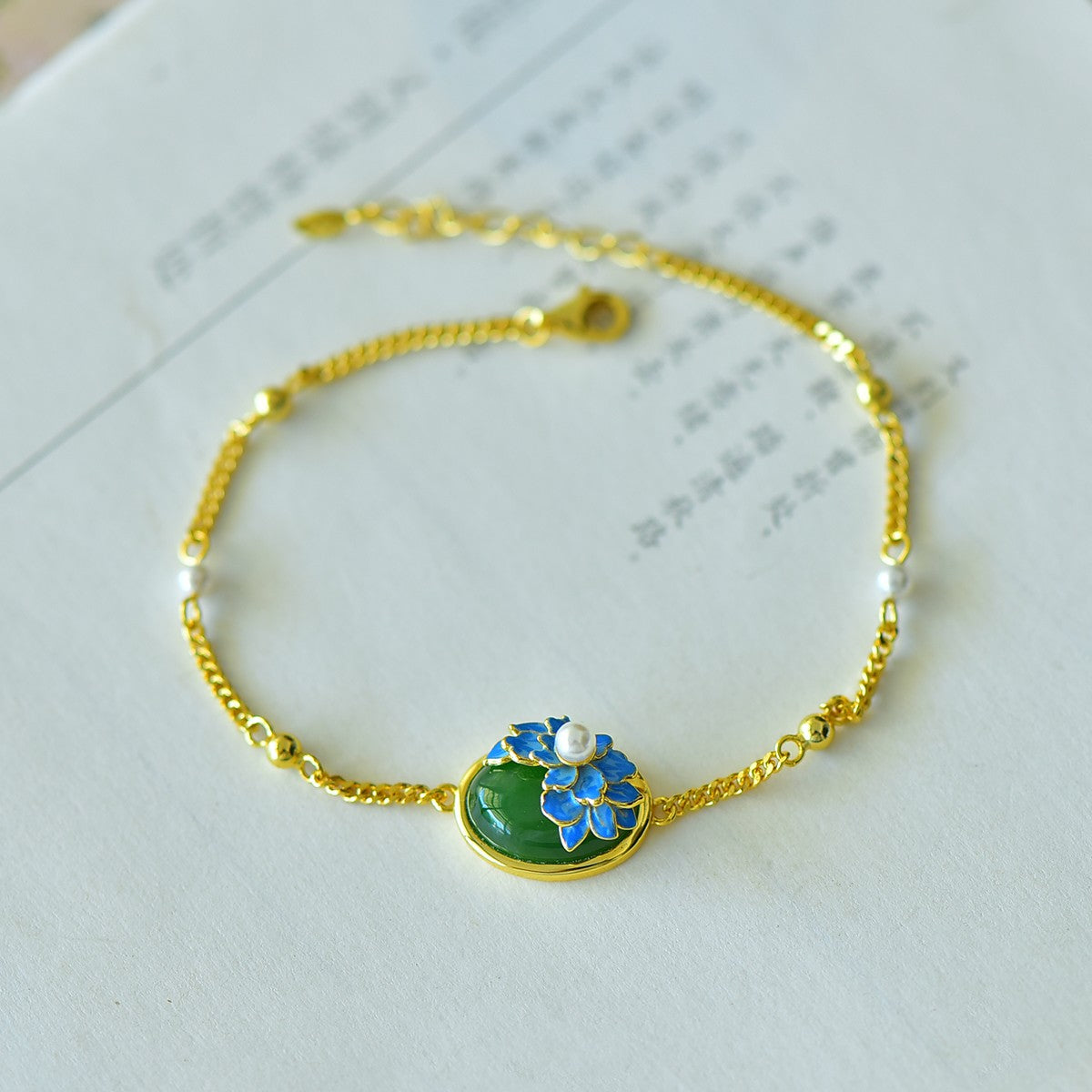 S925 Silver Nephrite Jade Bangle - Peony Flower Fine Texture Jewelry