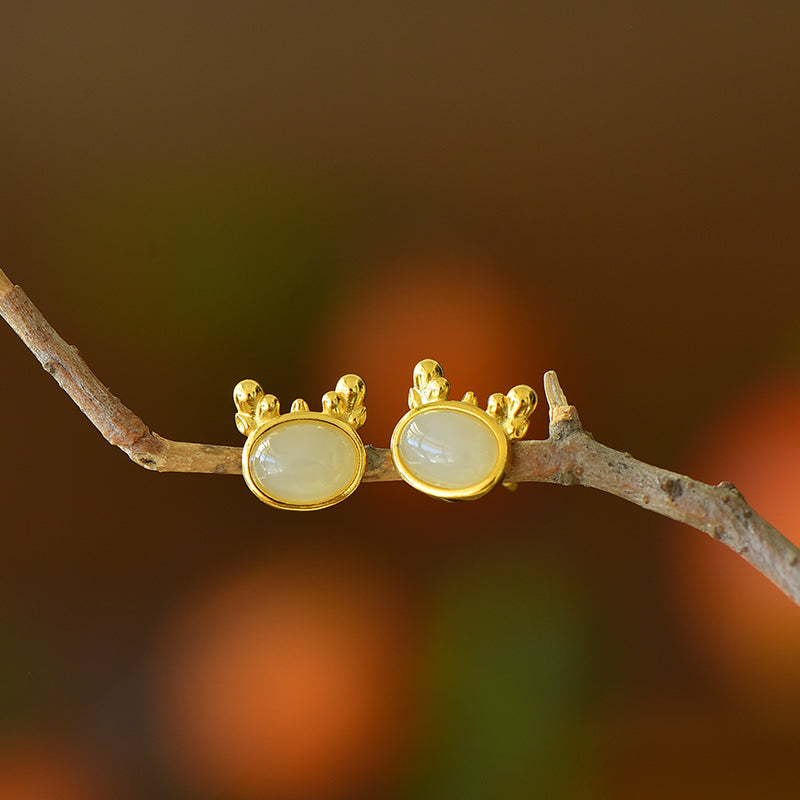 925_Silver_Earrings_Inlaid_Nephrite_Cute_Dragon_Earrings_Fine_Texture_Pure_Simple_Elegant_With_Certificate