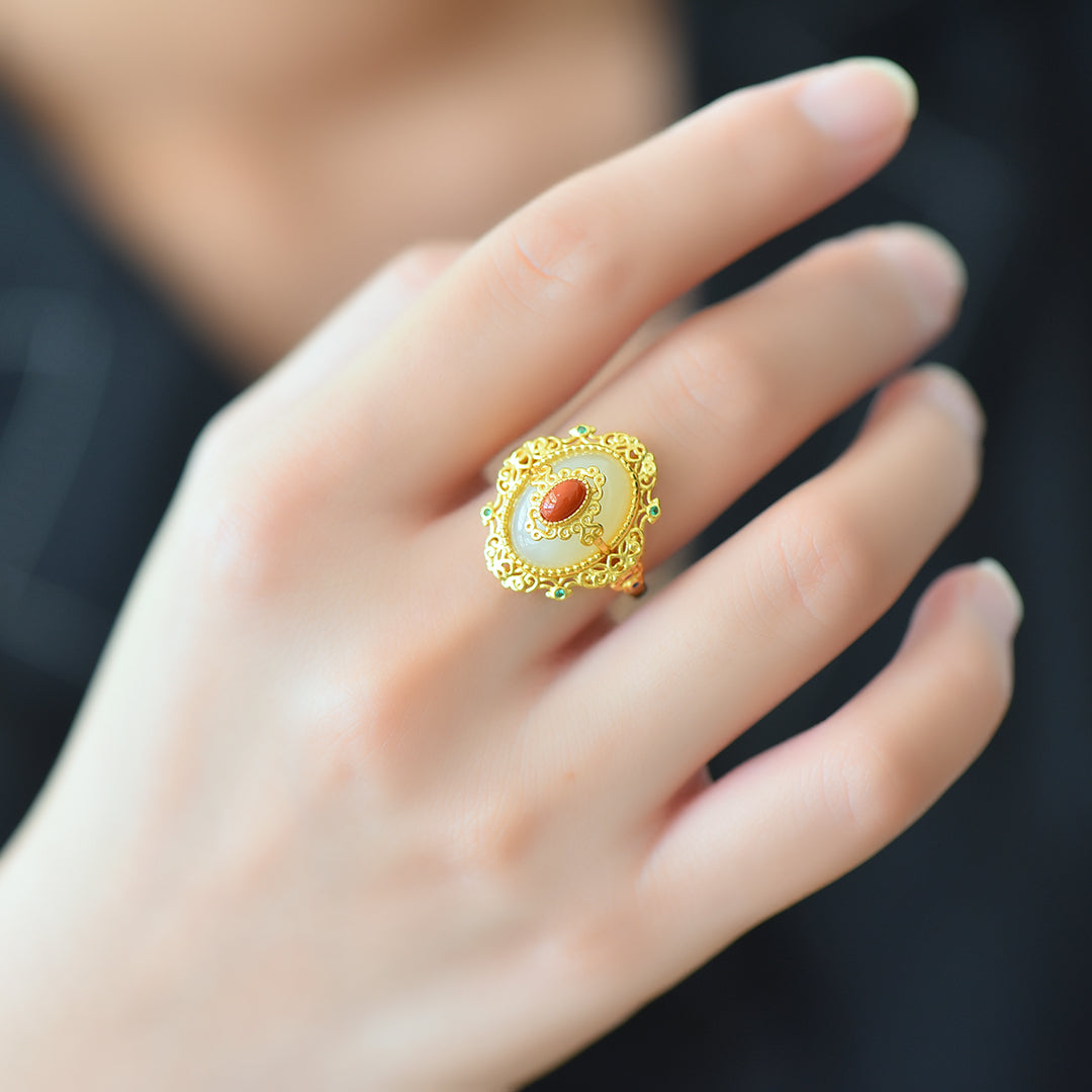 S925 Silver Nephrite Jade Ring - Minimalist Elegant Good Luck