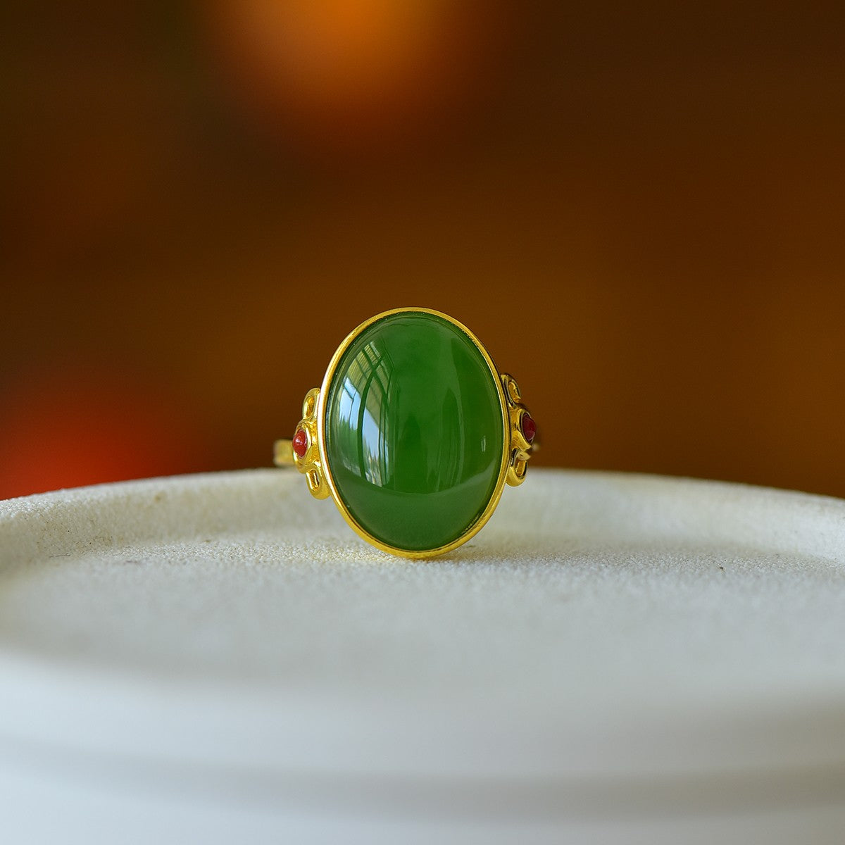 S925 Sterling Silver Nephrite Green Jade Everything as Desired Ring