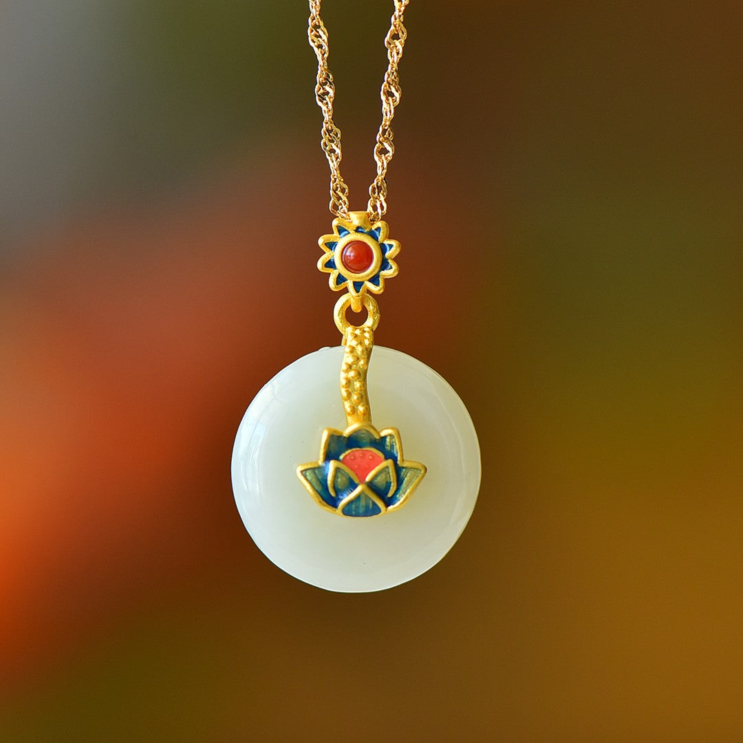 S925 Silver Nephrite Jade Peace & Joy Buckle Jewelry Set