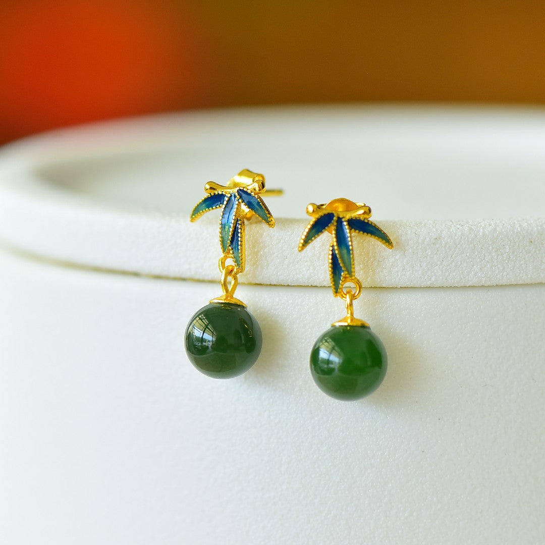 925_Silver_Nephrite_Earrings_Simple_With_Certificate_112