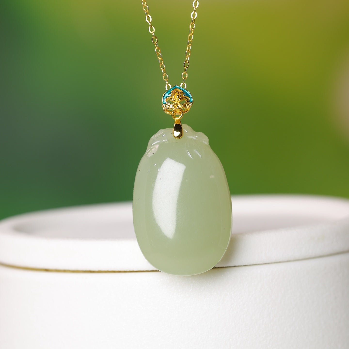 S925_Sterling_Silver_Hetian_Jade_Qinghai_Material_Pendant_Lotus