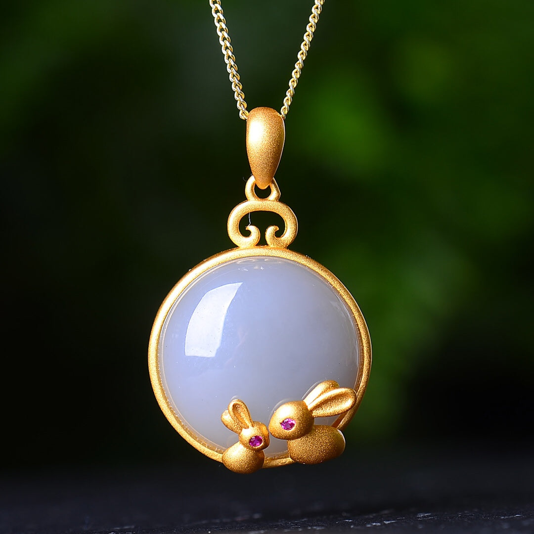 S925_Sterling_Silver_Hetian_Jade_Pendant_Rabbit