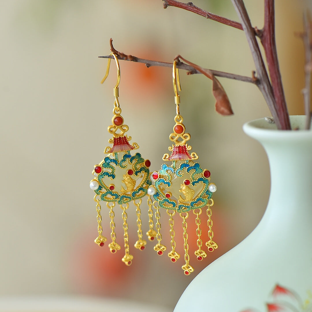 925_Silver_Nephrite_Earrings_Simple_Exquisite