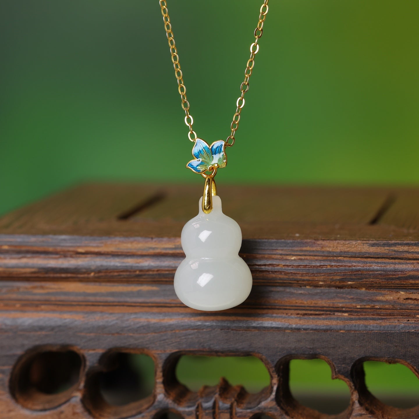 S925_Sterling_Silver_Hetian_Jade_Qinghai_Material_Pendant_Gourd