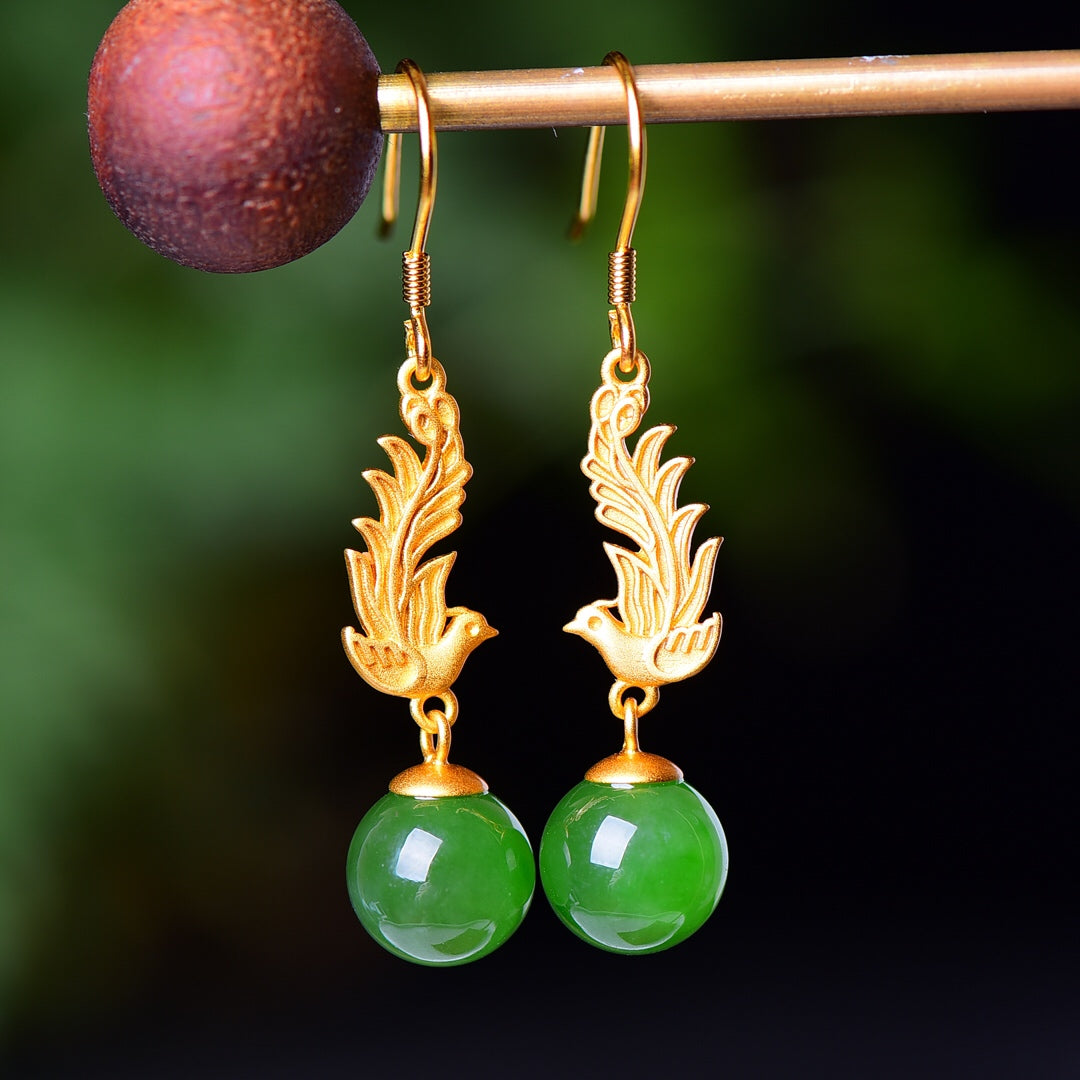 925_Silver_Nephrite_Green_Jade_Earrings_Fashion_Fine_Texture