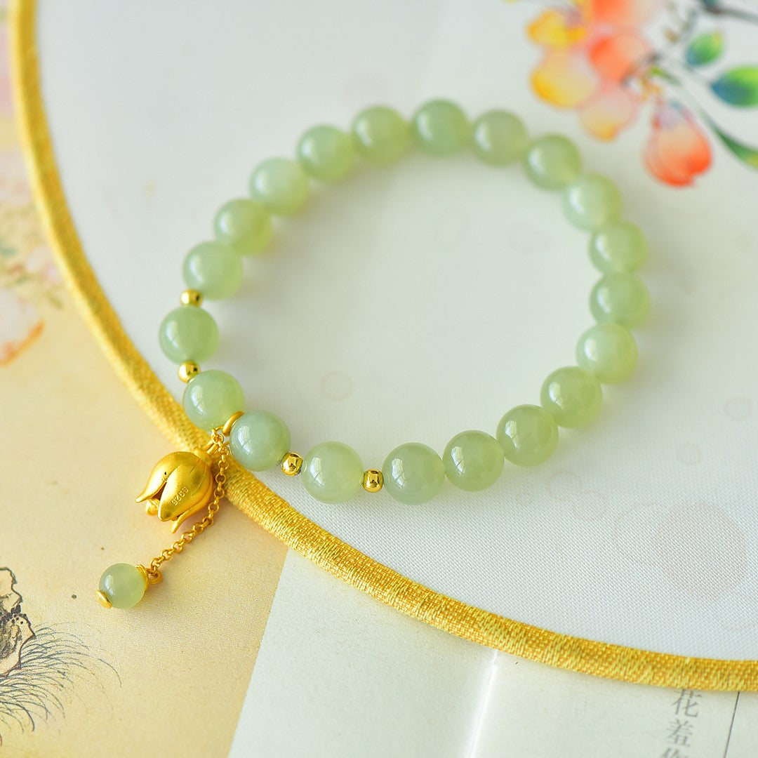 S925 Sterling Silver Nephrite Jade Bangle - Bright Future Fine Jewelry