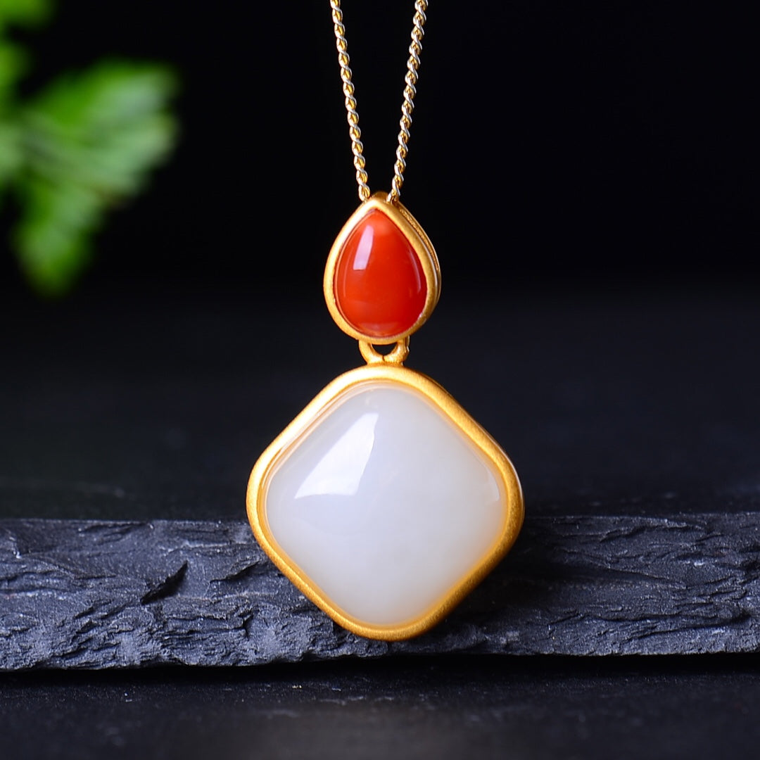 S925 Sterling Silver Nephrite Jade Luxury Jewelry Set - Collection Style