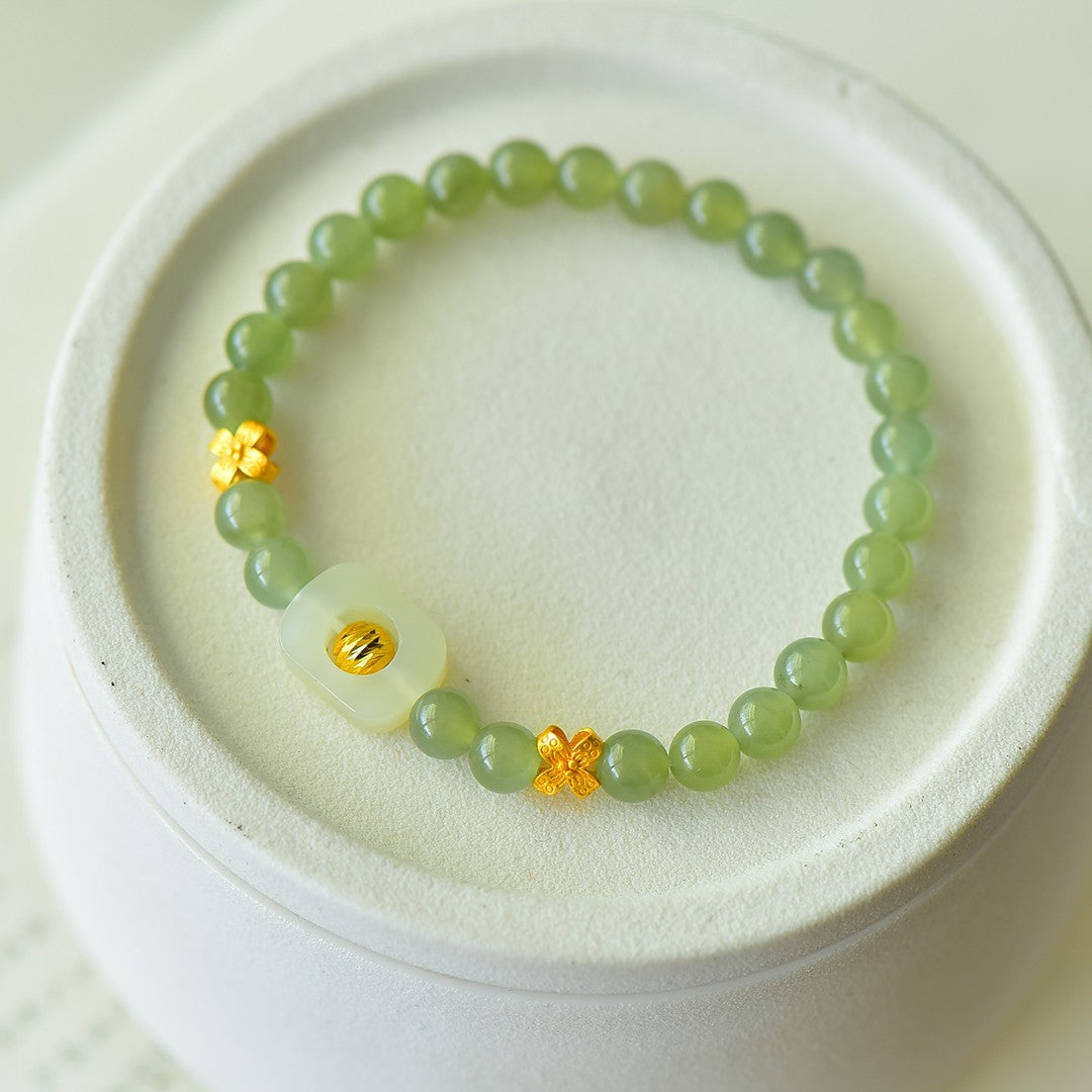 S925 Silver Nephrite Jade Bangle - Bamboo Joint Success Style