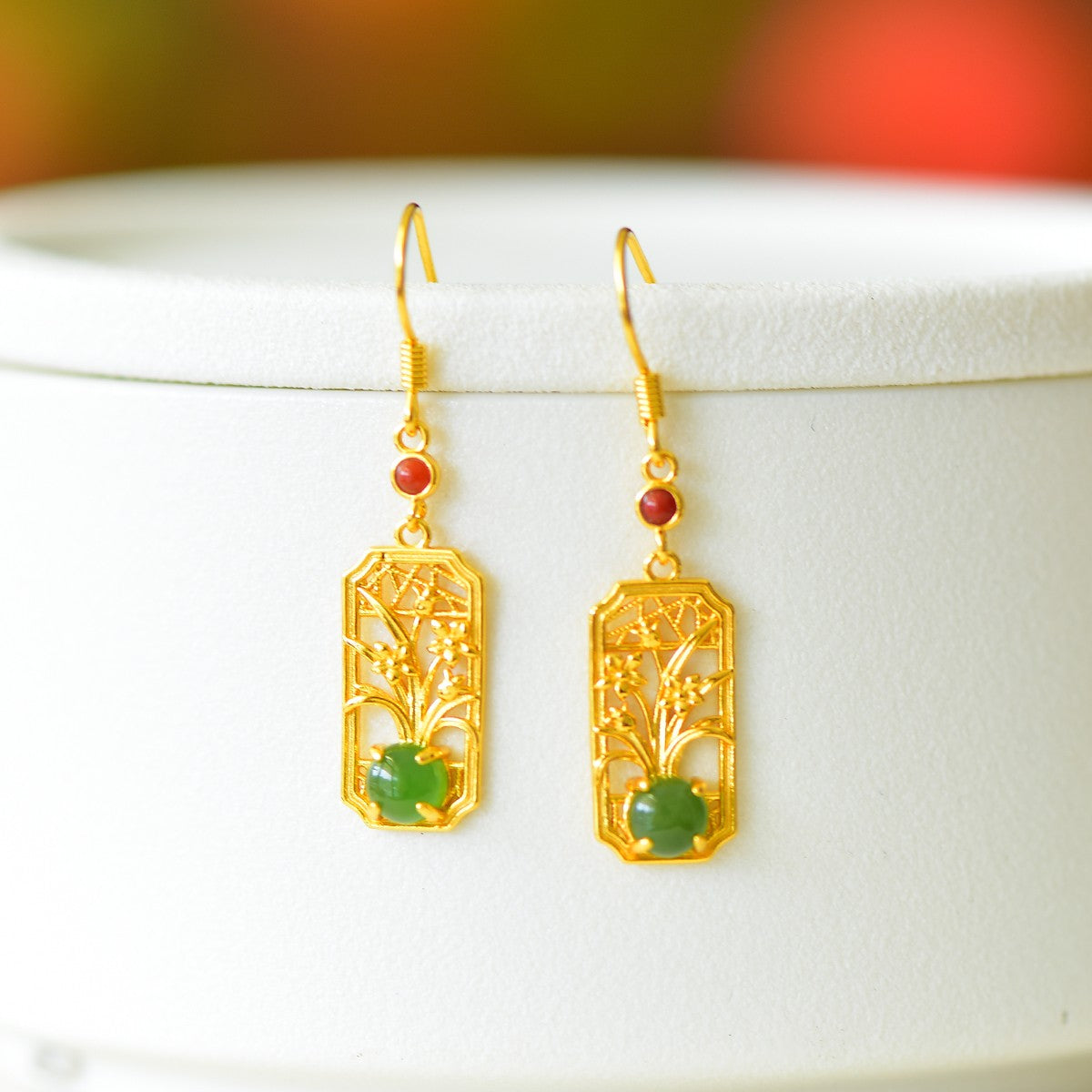 925_Silver_Nephrite_Cabochon_Earrings_Fine_Texture_With_Certificate