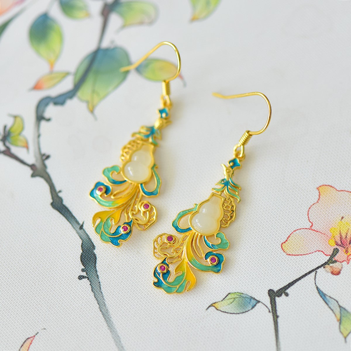 925_Silver_Nephrite_Earrings_Earrings_Fine_Texture_With_Certificate