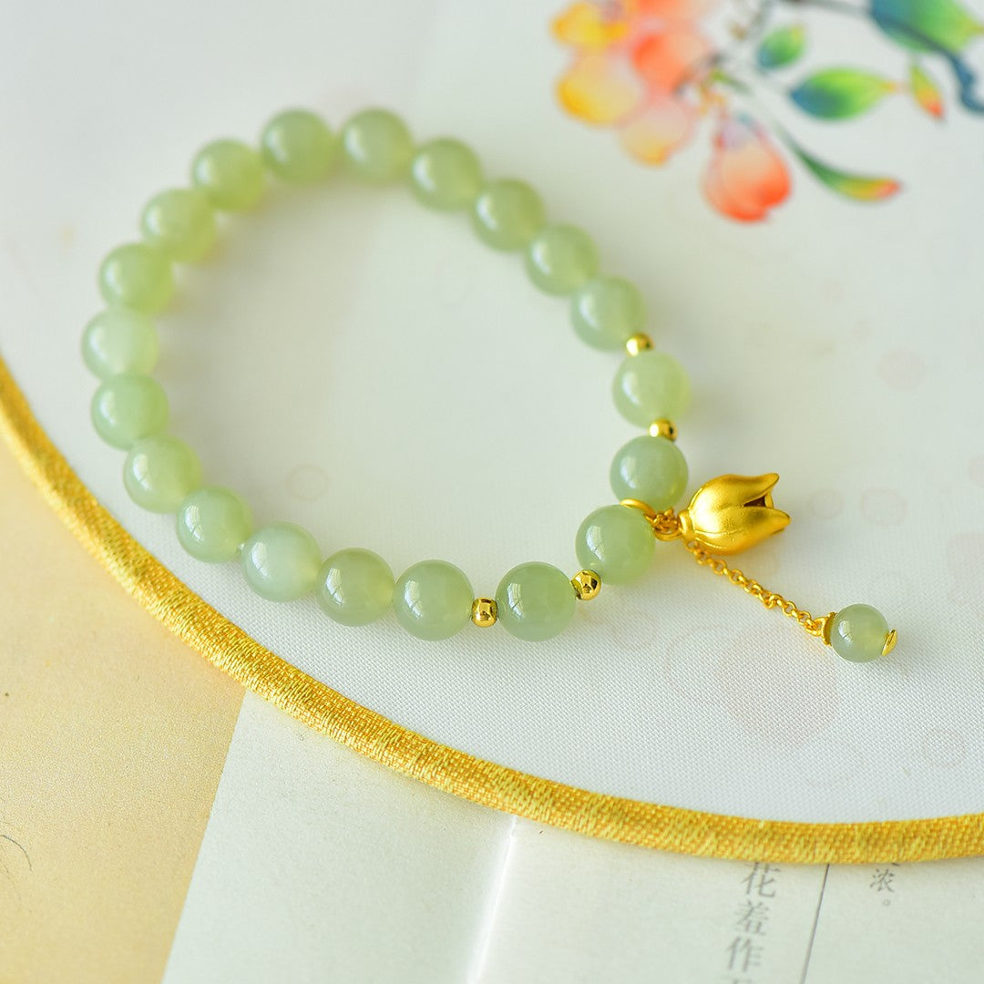 S925 Sterling Silver Nephrite Jade Bangle - Bright Future Fine Jewelry