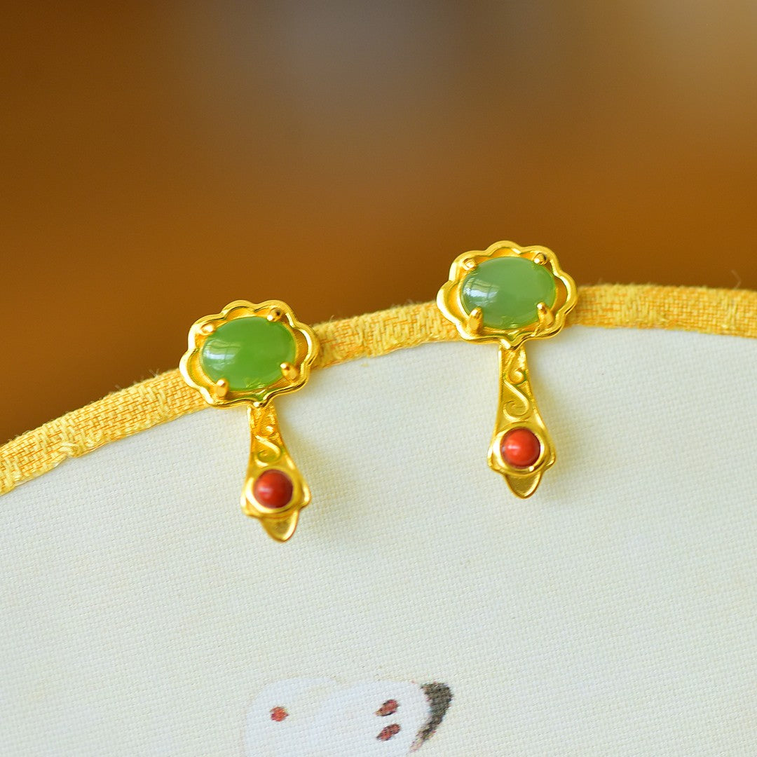 925_Silver_Nephrite_Green_Jade_Earrings_Exquisite_Fine_Texture