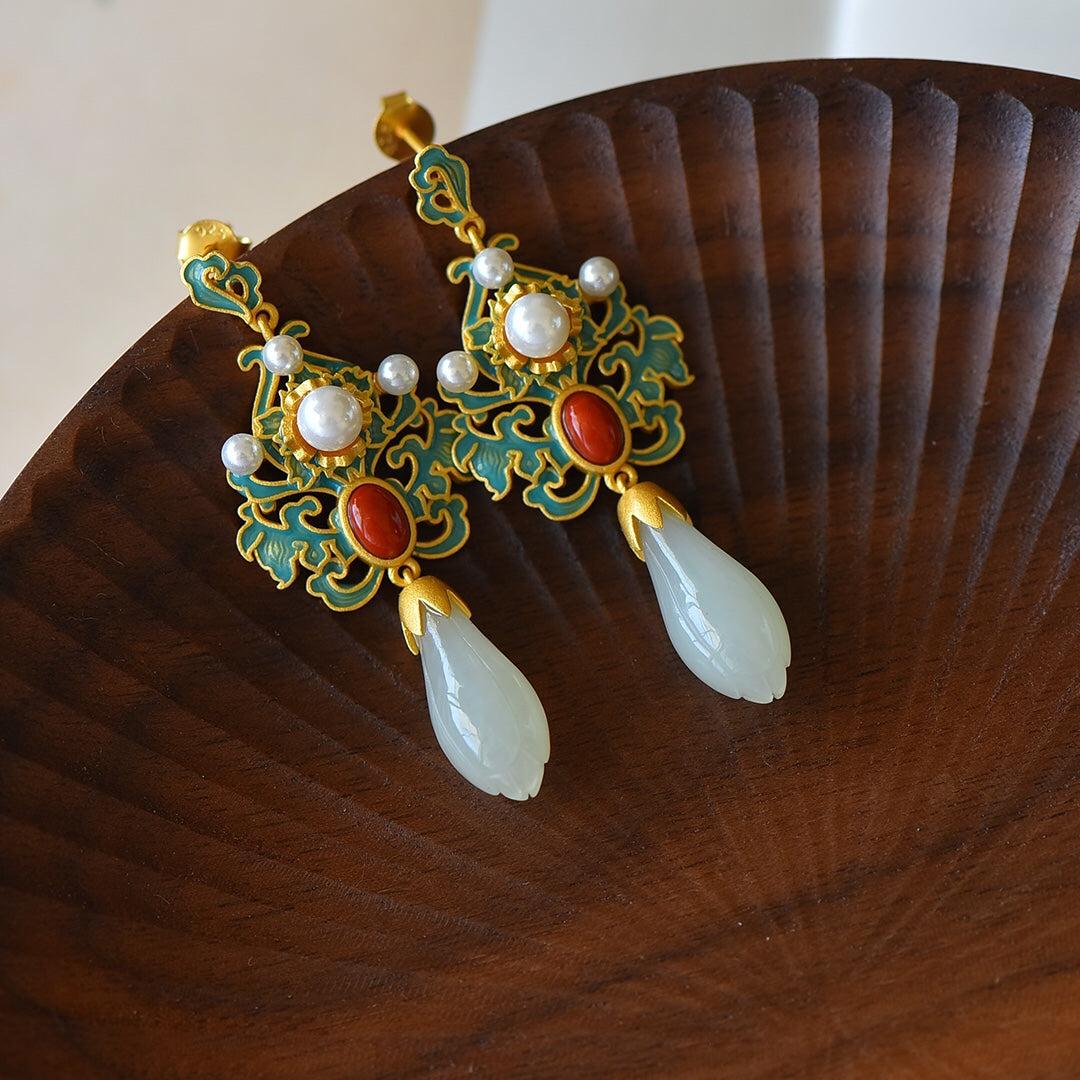 925_Silver_Yt_Nephrite_Earrings_Inlaid_Fashion