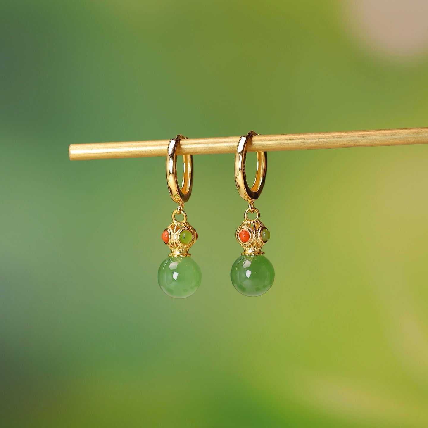 925_Silver_Nephrite_Green_Jade_Earrings_Fine_Texture_172