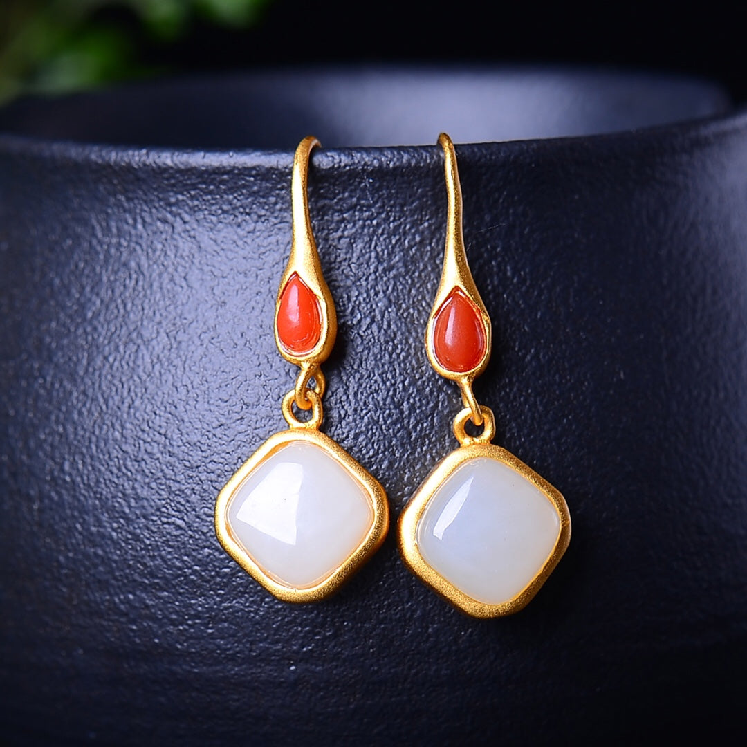 S925 Sterling Silver Nephrite Jade Luxury Jewelry Set - Collection Style