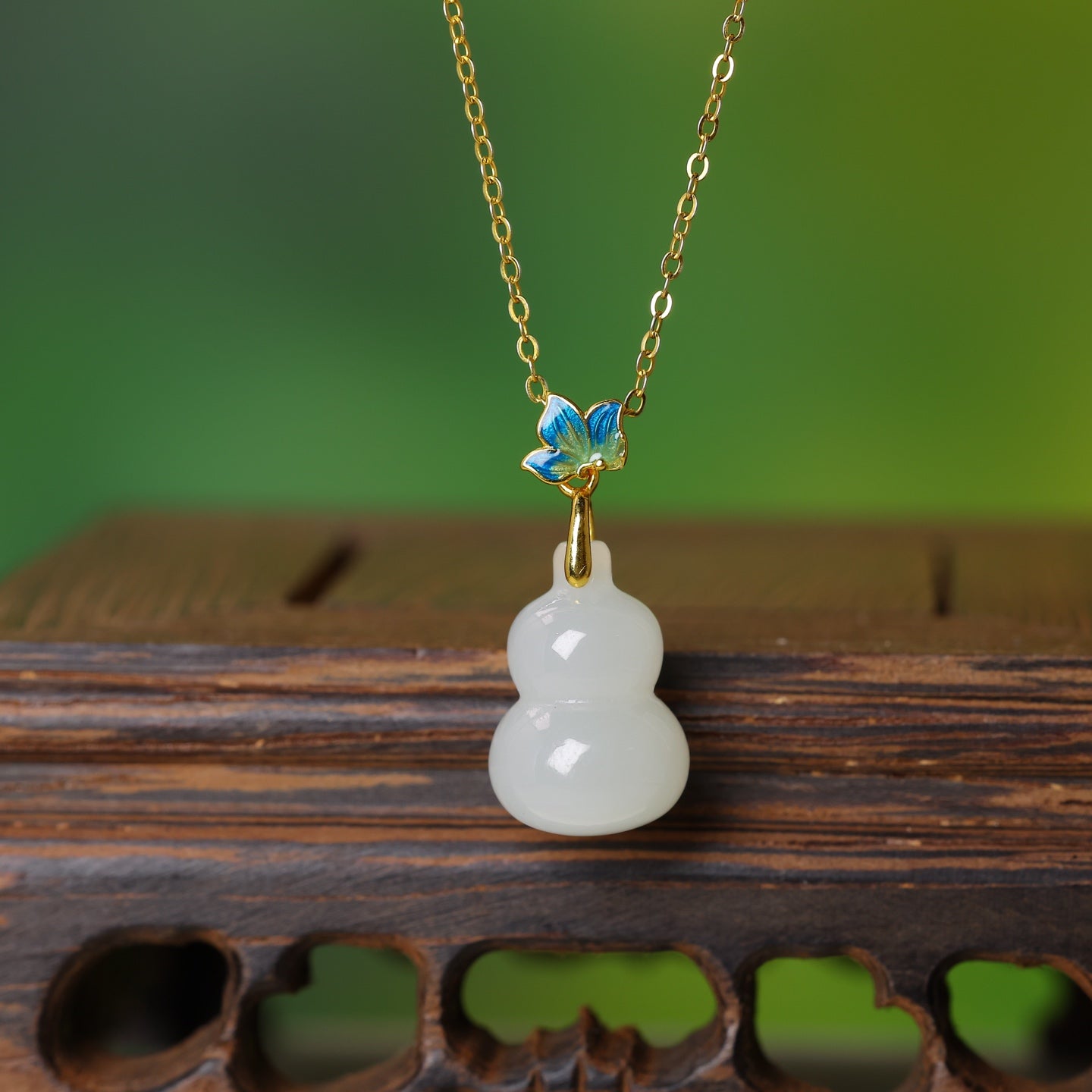 S925_Sterling_Silver_Hetian_Jade_Qinghai_Material_Pendant_Gourd