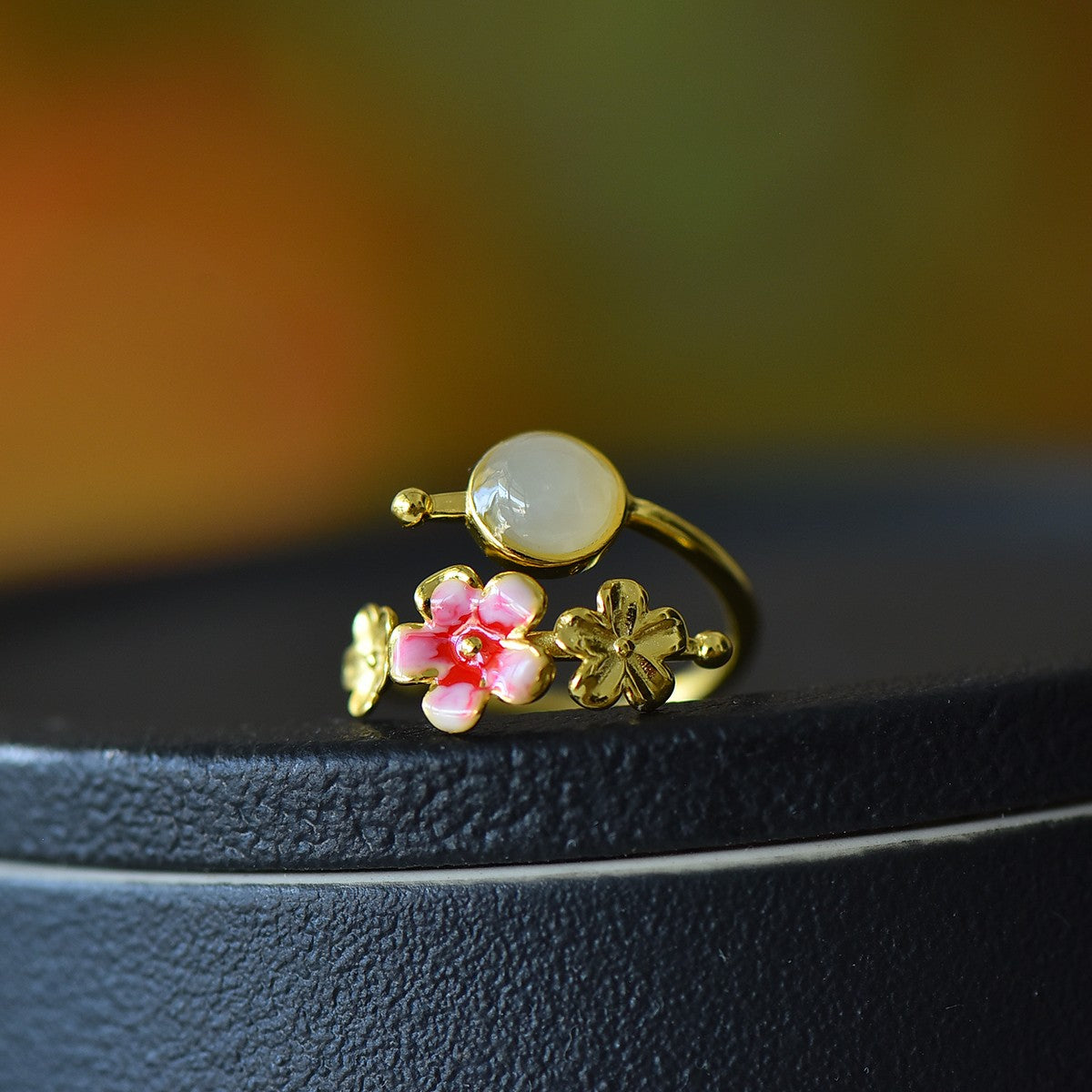 S925 Sterling Silver Nephrite Jade Peach Blossom Simple Jewelry Set
