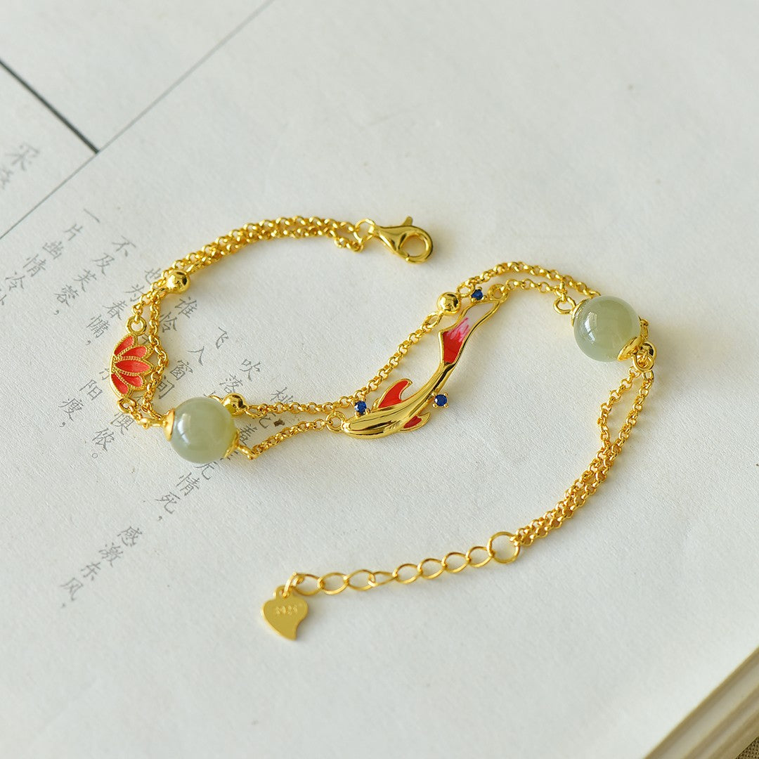 S925 Silver Nephrite Jade Bangle - Success Couple's Collection