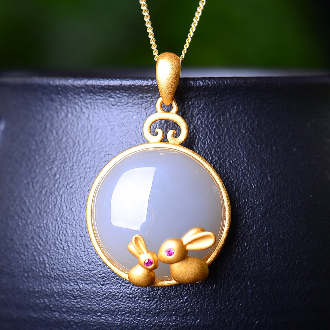 S925_Sterling_Silver_Hetian_Jade_Pendant_Rabbit
