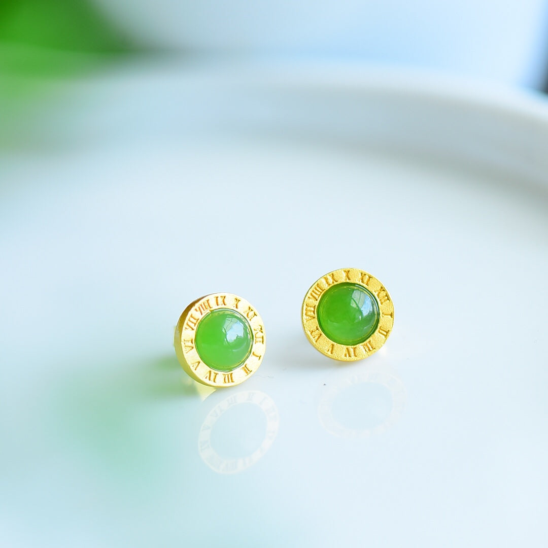 925_Silver_Nephrite_Green_Jade_Earrings_Fashion_Simple