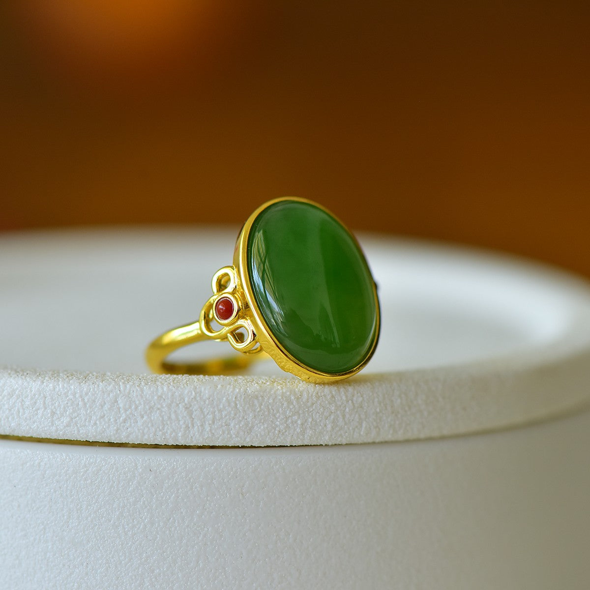 S925 Sterling Silver Nephrite Green Jade Everything as Desired Ring