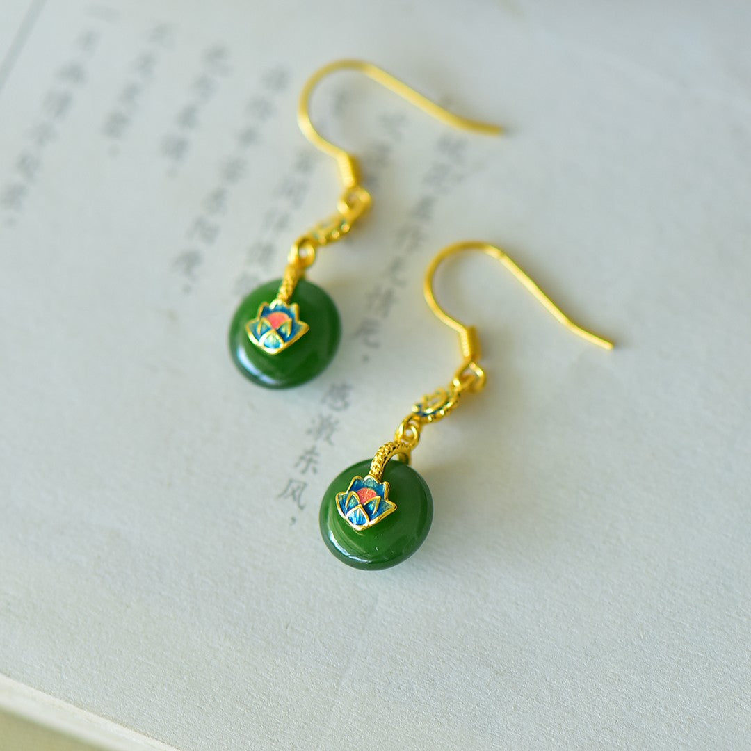 925_Silver_Nephrite_Green_Jade_Donut_Earrings