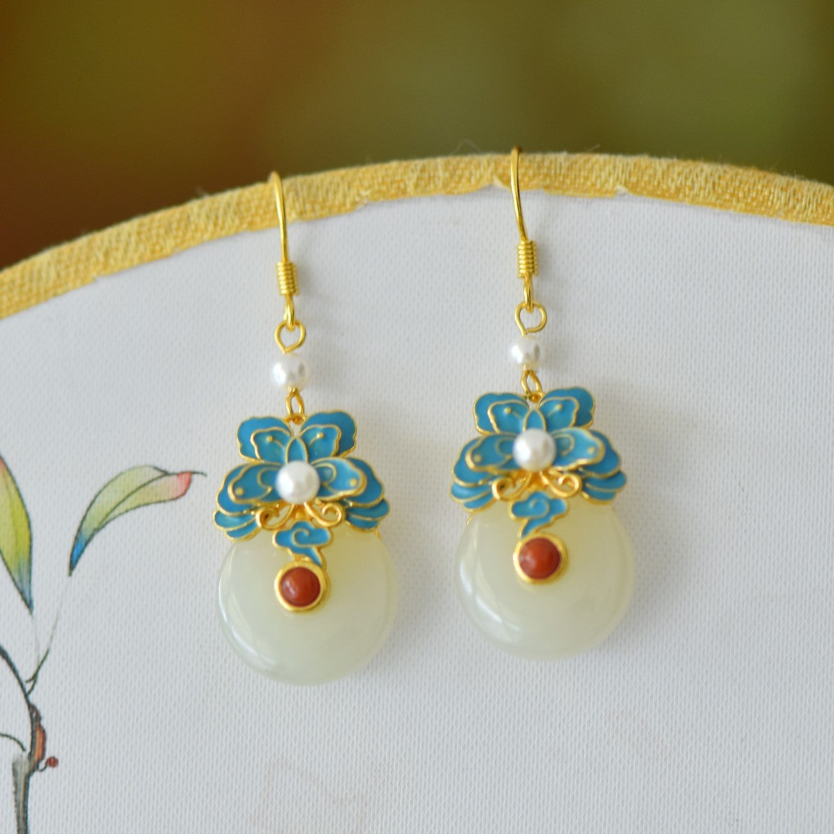 925_Silver_Nephrite_Earrings_Fine_Texture_With_Certificate_236