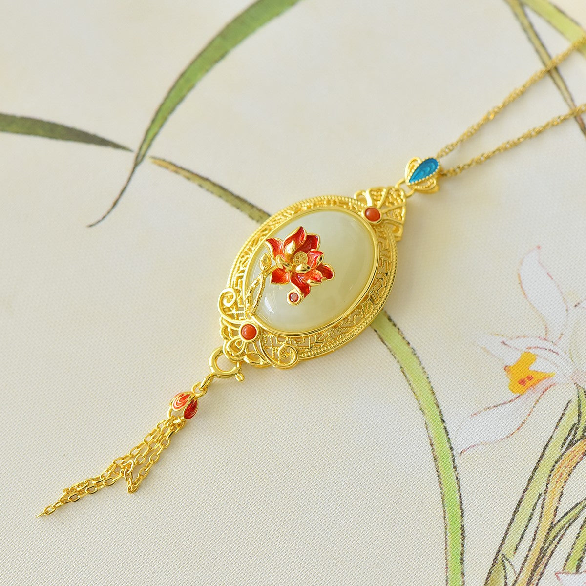 S925_Sterling_Silver_Hetian_Jade_Ruyi_Pendant_Lotus