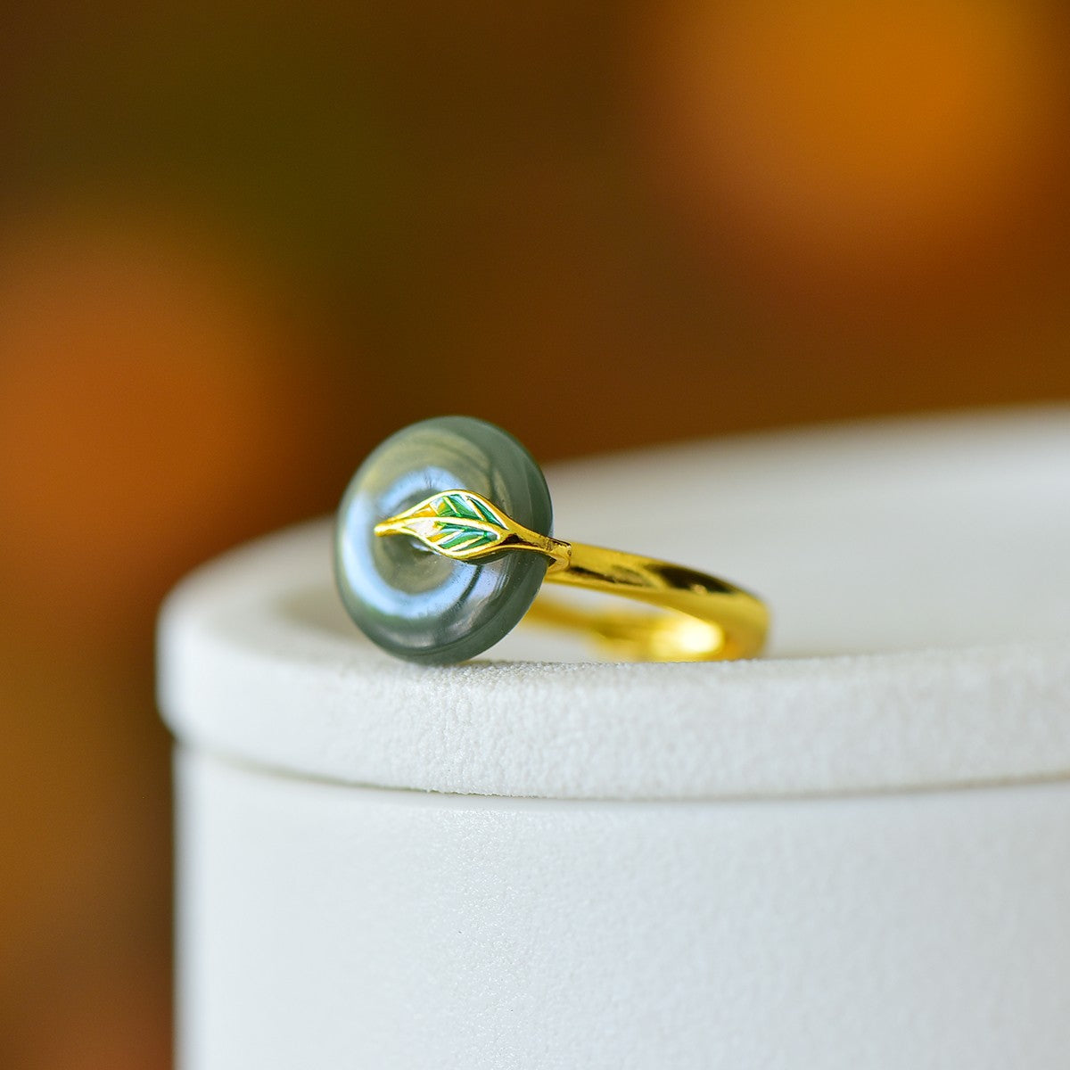 S925 Silver Nephrite Jade Prosperity Peace Buckle Ring