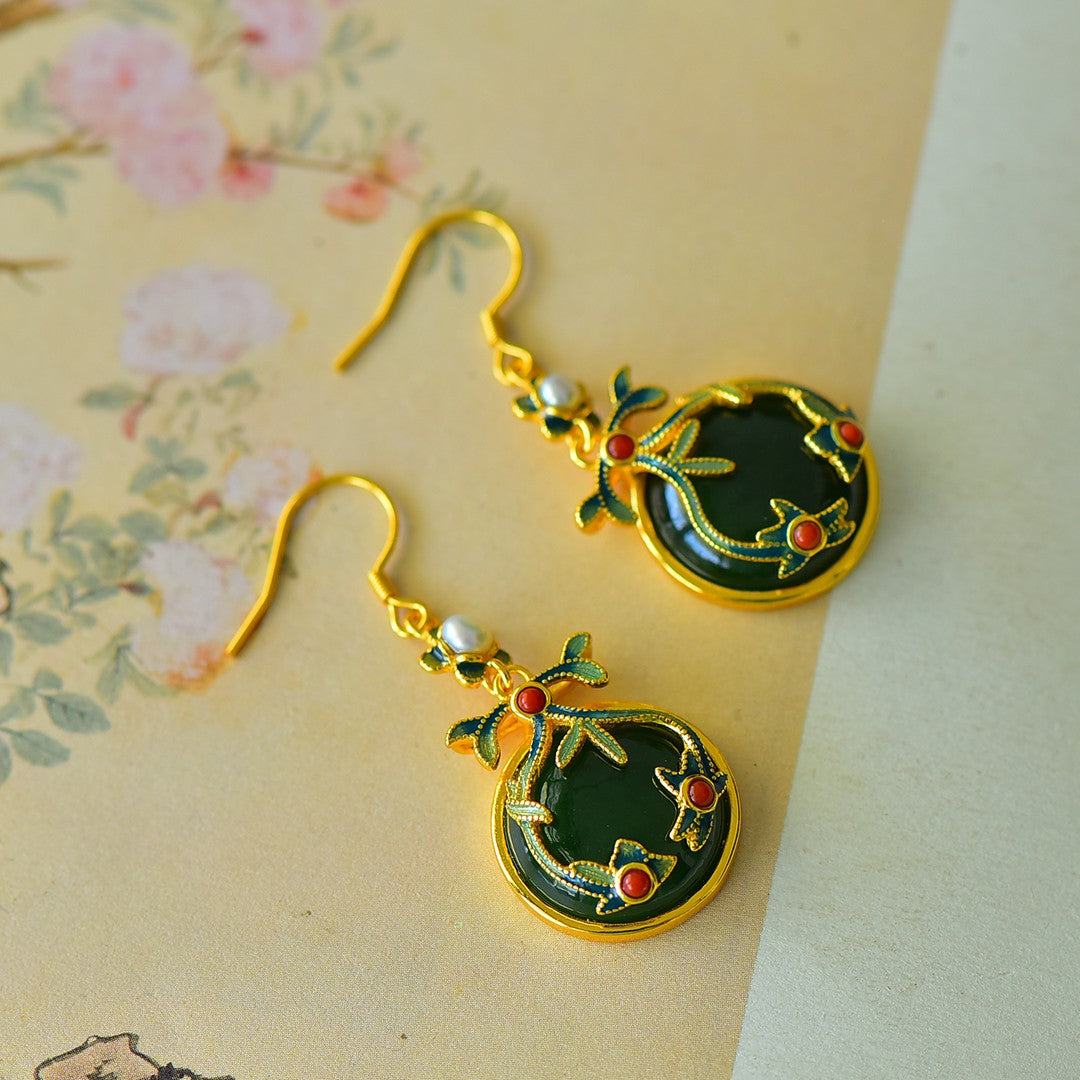 925_Silver_Nephrite_Green_Jade_Earrings_Elegant
