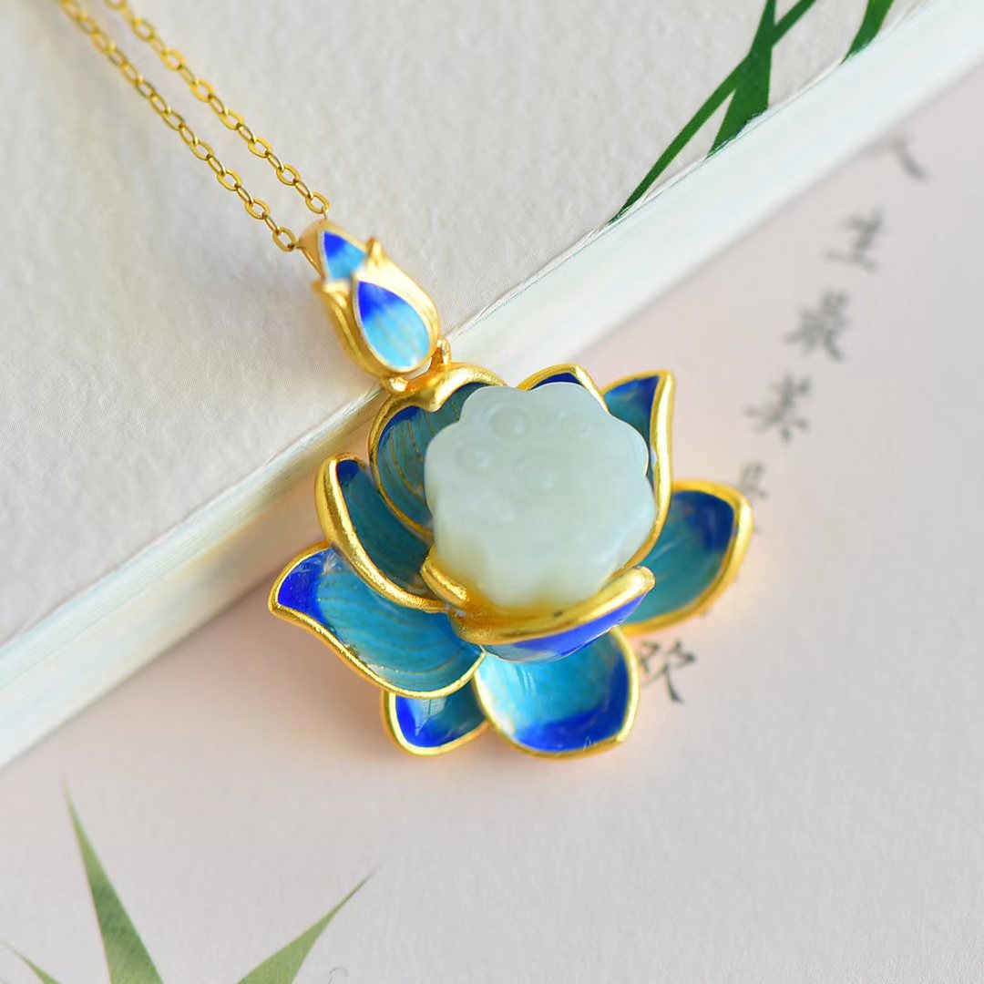 S925_Sterling_Silver_Hetian_Jade_Pendant_Lotus_1
