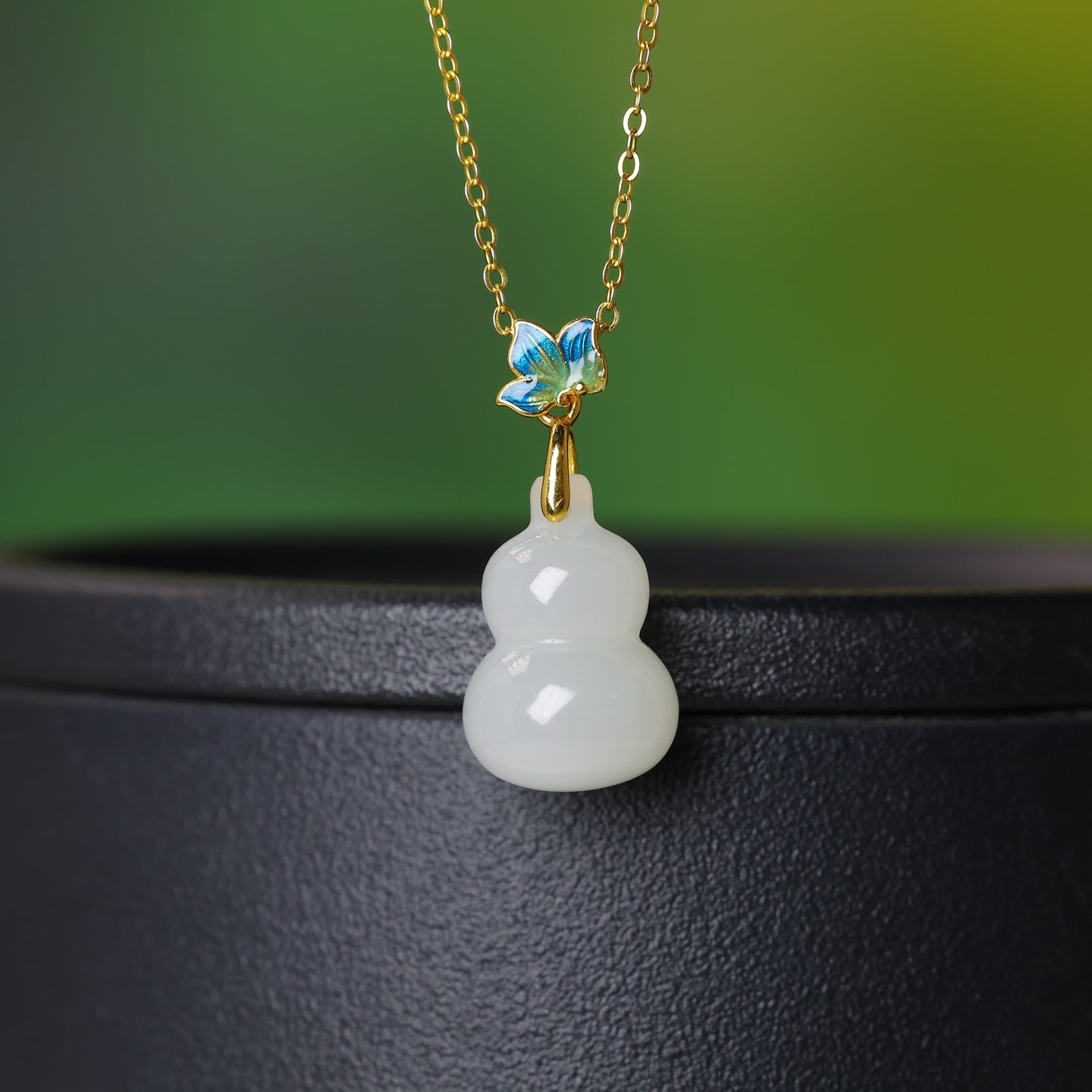 S925_Sterling_Silver_Hetian_Jade_Qinghai_Material_Pendant_Gourd