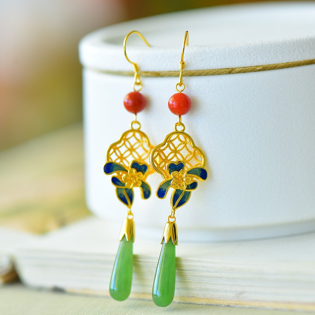 925_Silver_Nephrite_Green_Jade_Earrings_Fine_Texture
