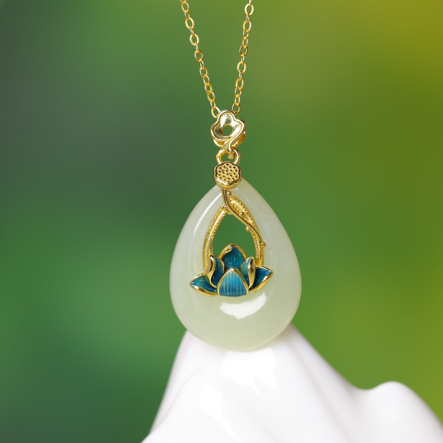 S925_Sterling_Silver_Hetian_Jade_Pendant_Lotus
