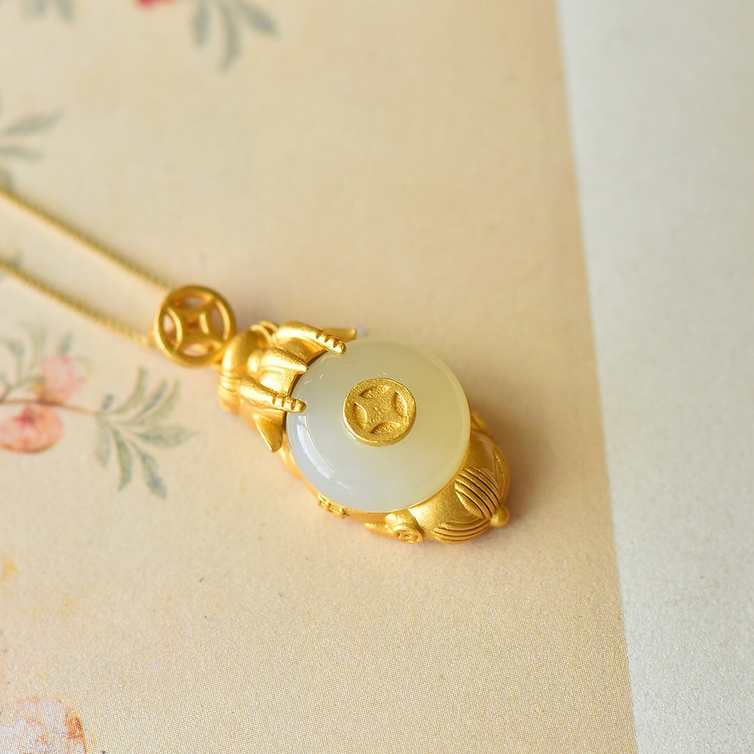 S925_Sterling_Silver_Hetian_Jade_Pendant_Pixiu