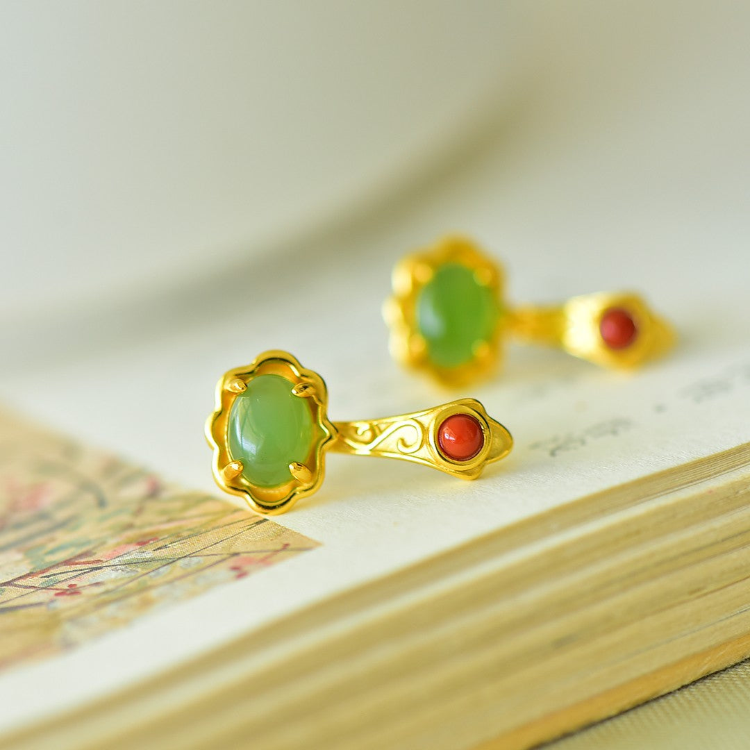 925_Silver_Nephrite_Green_Jade_Earrings_Exquisite_Fine_Texture
