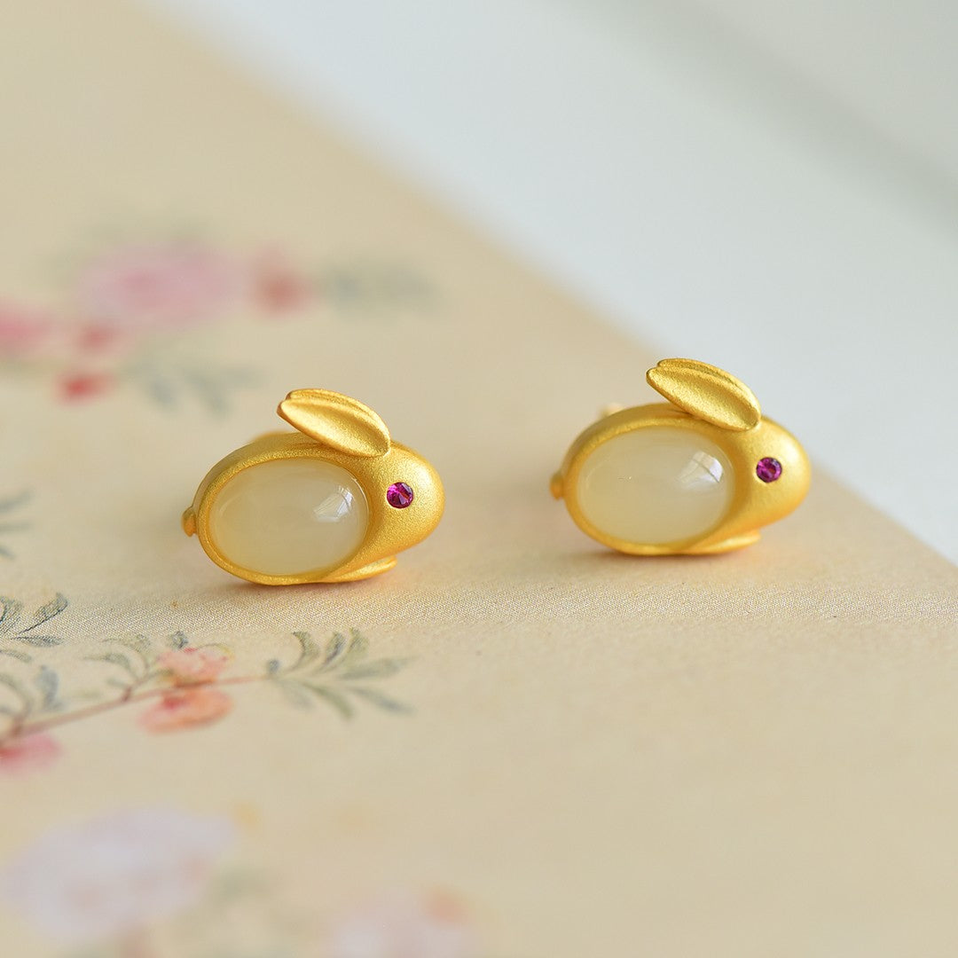 S925_Sterling_Silver_Hetian_Jade_Pendant_Jewelry_Set_Rabbit