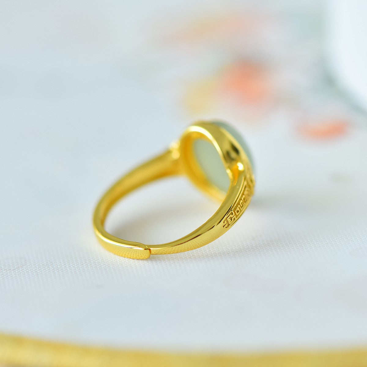 S925 Silver Nephrite Jade Cabochon Ring - Unique Artisan Style
